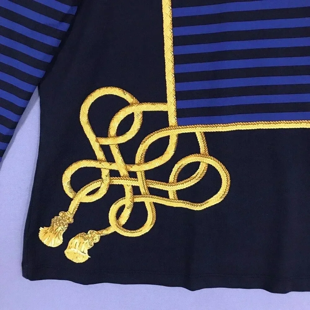 J McLaughlin Signature Tee Catalina Cloth Top Size Medium 3/4 Sleeve Nautical - Picture 7 of 15